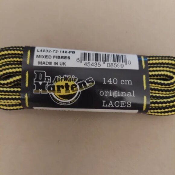 New Vintage Dr. Martens Black and Yellow Laces 140cm Made in UK - Picture 2 of 5